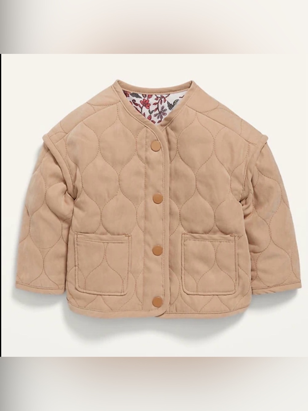 Old Navy Quilted Puffer Jacket in Light Tan 12-18 mo